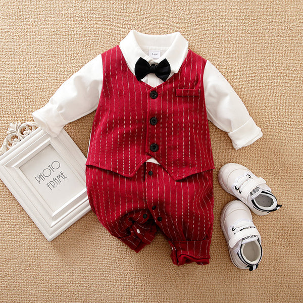 Combi-Baby d'Automne - Style Gentleman en Coton